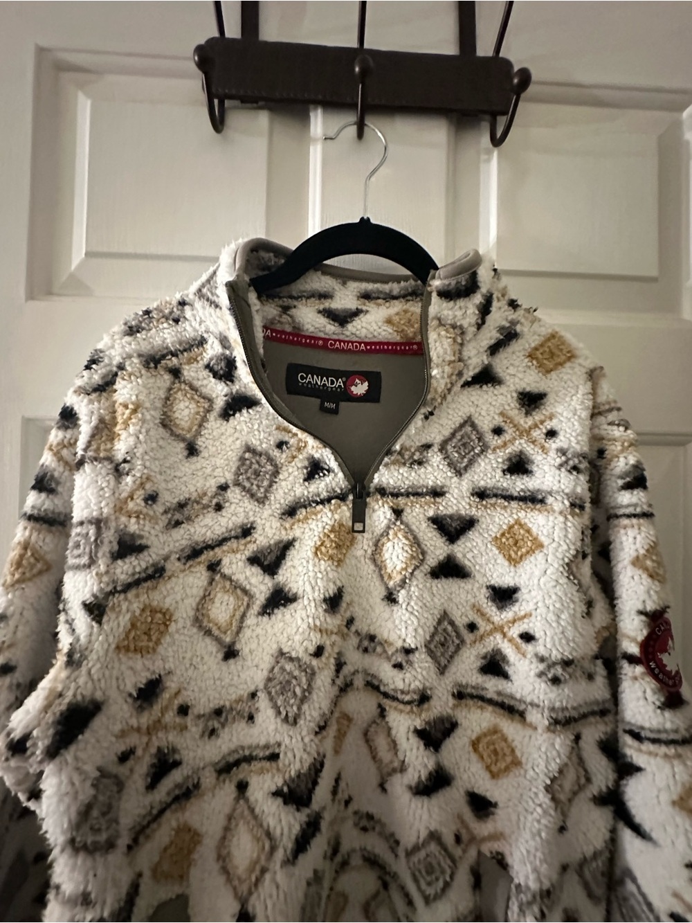 Canada Weather Gear Cream Patterned Sherpa Half-Zip Pullover